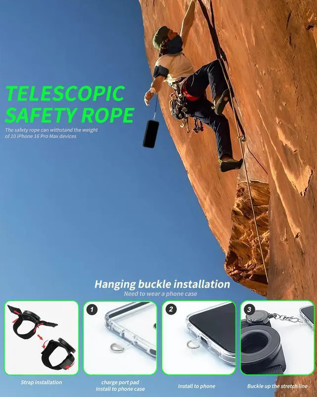 Alt view image 5 of 7 - Running Phone Armband&Wristband Holder, Upgraded N52 Magnetic Telescopic Anti-Drop Lanyard, 360° Rotatable Strap for iPhone Samsung Android