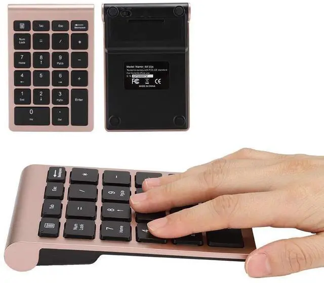 Alt view image 5 of 7 - 22 Keys 2.4G Wireless Mini USB Ergonomic Keyboard with Receiver (Rose Gold)
