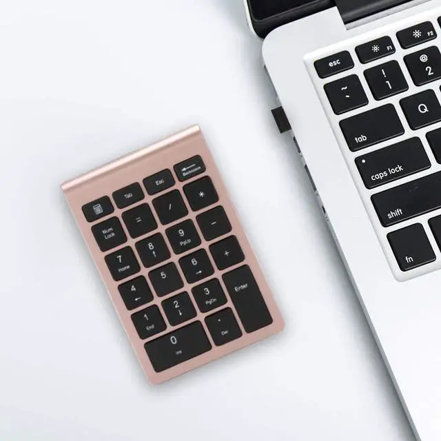 Alt view image 6 of 7 - 22 Keys 2.4G Wireless Mini USB Ergonomic Keyboard with Receiver (Rose Gold)
