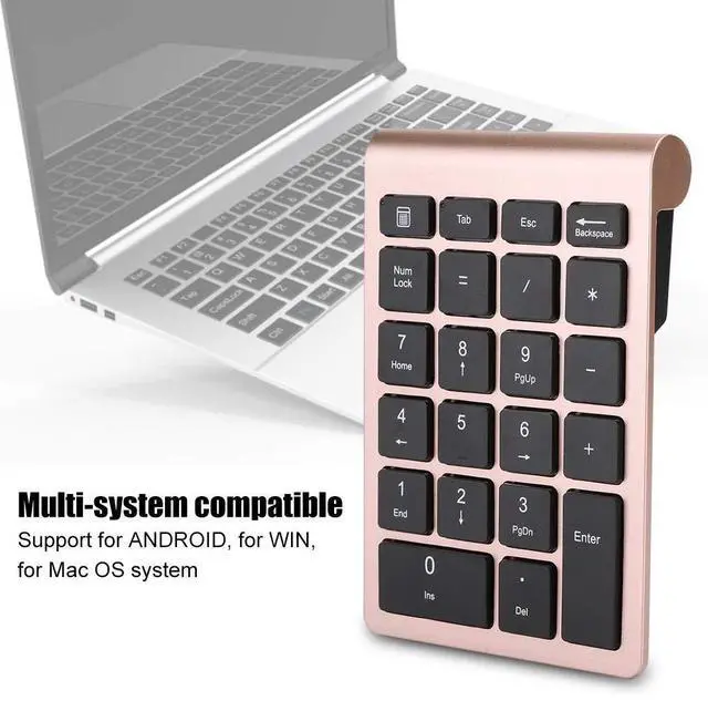 Alt view image 7 of 7 - 22 Keys 2.4G Wireless Mini USB Ergonomic Keyboard with Receiver (Rose Gold)