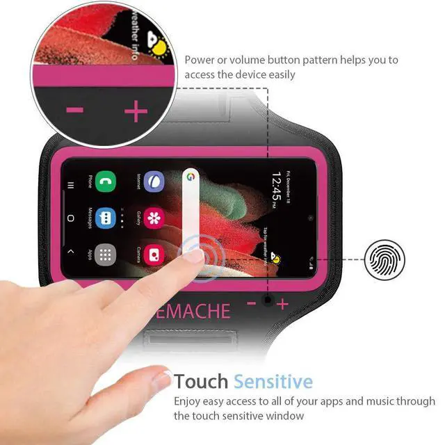Alt view image 2 of 7 - Armband for Samsung Galaxy S25/S24/S23/S21 FE, S25 Edge, Gym Running Workouts Phone Arm Band (Rosy)