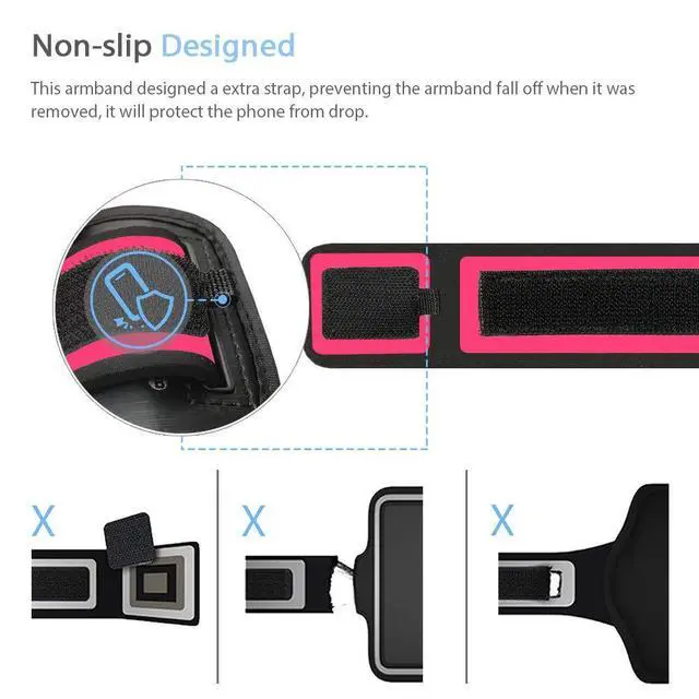 Alt view image 4 of 7 - Armband for Samsung Galaxy S25/S24/S23/S21 FE, S25 Edge, Gym Running Workouts Phone Arm Band (Rosy)