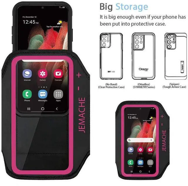 Alt view image 6 of 7 - Armband for Samsung Galaxy S25/S24/S23/S21 FE, S25 Edge, Gym Running Workouts Phone Arm Band (Rosy)