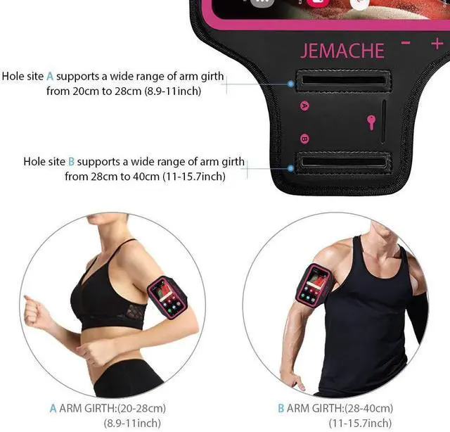 Alt view image 5 of 7 - Armband for Samsung Galaxy S25/S24/S23/S21 FE, S25 Edge, Gym Running Workouts Phone Arm Band (Rosy)