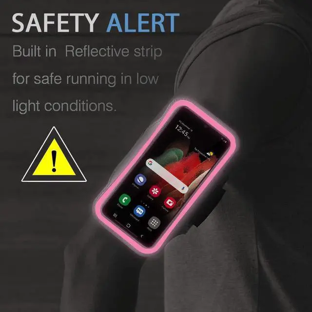 Alt view image 7 of 7 - Armband for Samsung Galaxy S25/S24/S23/S21 FE, S25 Edge, Gym Running Workouts Phone Arm Band (Rosy)