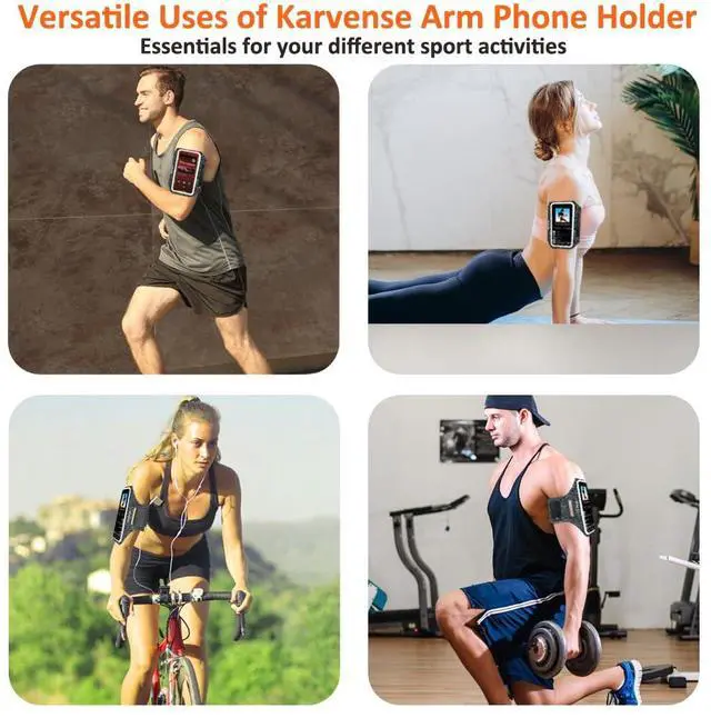 Alt view image 3 of 7 - Running Phone Holder, Arm Band for Running for iPhone & Samsung Galaxy, Cell Phone Armband Holder for Walking, Gym, Workout, Men, Women, w/Adjustable Strap & Zipper Pocket (Black Heather-L)