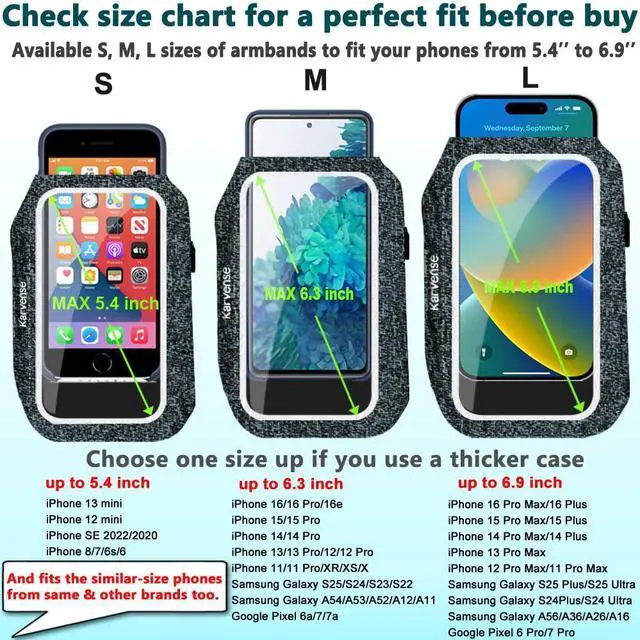 Alt view image 4 of 7 - Running Phone Holder, Arm Band for Running for iPhone & Samsung Galaxy, Cell Phone Armband Holder for Walking, Gym, Workout, Men, Women, w/Adjustable Strap & Zipper Pocket (Black Heather-L)