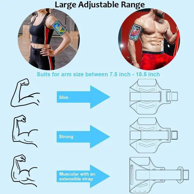 Alt view image 6 of 7 - Running Phone Holder, Arm Band for Running for iPhone & Samsung Galaxy, Cell Phone Armband Holder for Walking, Gym, Workout, Men, Women, w/Adjustable Strap & Zipper Pocket (Black Heather-L)