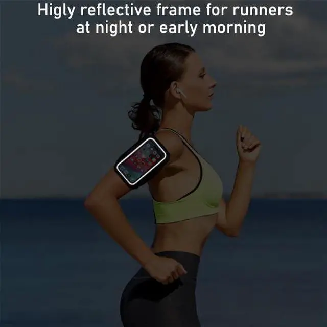 Alt view image 7 of 7 - Running Phone Holder, Arm Band for Running for iPhone & Samsung Galaxy, Cell Phone Armband Holder for Walking, Gym, Workout, Men, Women, w/Adjustable Strap & Zipper Pocket (Black Heather-L)