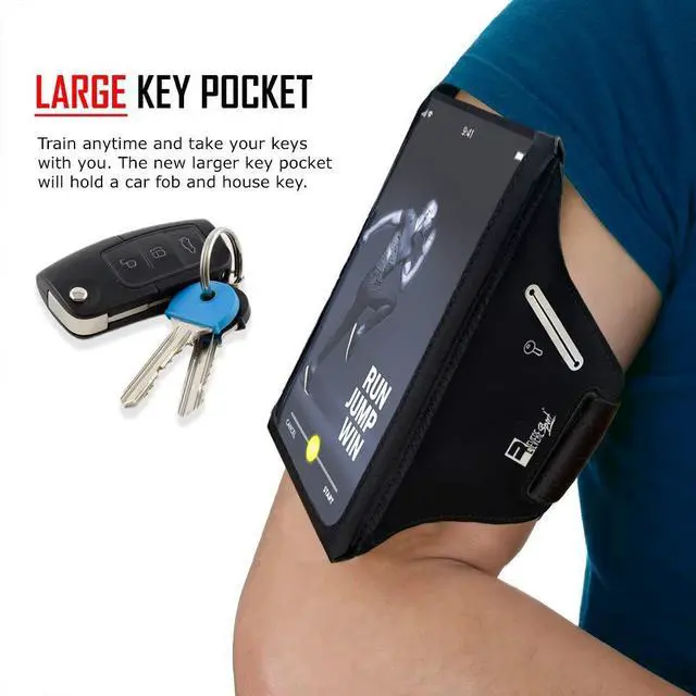 Alt view image 2 of 7 - Waterproof Running Armband for Phone with Case On (Otterbox, Lifeproof). Sports Phone Holder Compatible iPhone 17/16/15/14/13/12/11/SE Samsung S25/S24/S23/S22/S21/S20 (Medium)