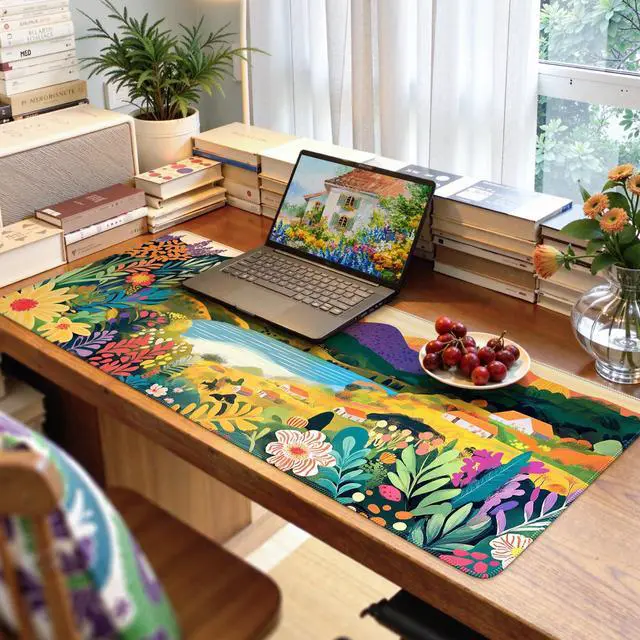 Main image of Large Gaming Mouse Pad (35"x16") - Waterproof Desk Mat with Non-Slip Rubber Base & Stitched Edges - Extended Keyboard Mousepad for Computer, PC, Office, Home Workspace (Oil Painting)