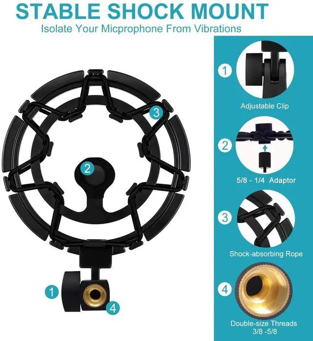 Alt view image 2 of 7 - Blue Yeti Shock Mount Anti-Vibration Matching Boom Arm Stand Compatible w/Blue Yeti, Yeti X, Snowball & Blue Yeti Nano Mic (Black)