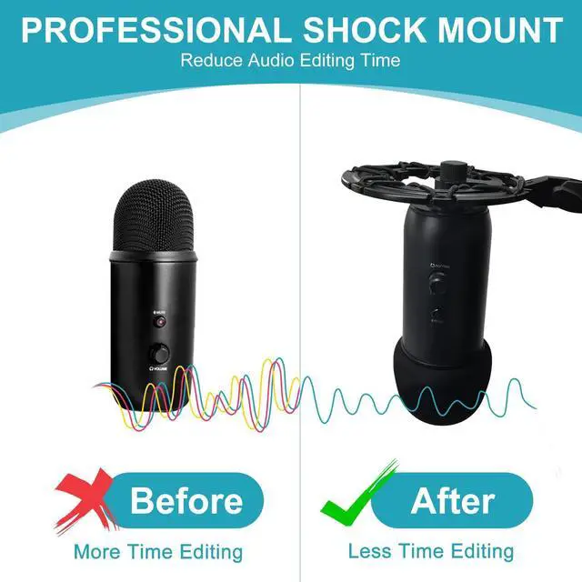 Alt view image 4 of 7 - Blue Yeti Shock Mount Anti-Vibration Matching Boom Arm Stand Compatible w/Blue Yeti, Yeti X, Snowball & Blue Yeti Nano Mic (Black)