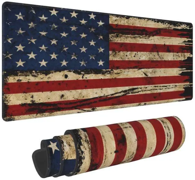Alt view image 2 of 7 - Xl American Flag Large Gaming Mouse Pad, Long Extended Full Mouse Mat for Top Keyboard Table with USA Flag Design, Cute Big Stitched Mousepad Gifts for Women Office Decor(Red, 31.5*11.8 In)