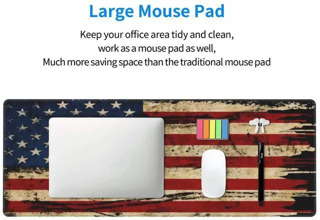 Alt view image 7 of 7 - Xl American Flag Large Gaming Mouse Pad, Long Extended Full Mouse Mat for Top Keyboard Table with USA Flag Design, Cute Big Stitched Mousepad Gifts for Women Office Decor(Red, 31.5*11.8 In)