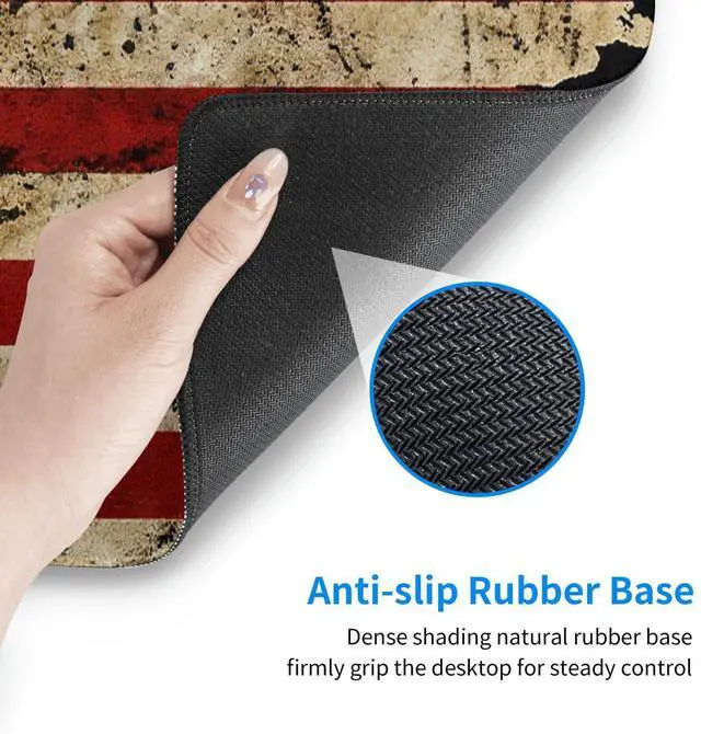 Alt view image 6 of 7 - Xl American Flag Large Gaming Mouse Pad, Long Extended Full Mouse Mat for Top Keyboard Table with USA Flag Design, Cute Big Stitched Mousepad Gifts for Women Office Decor(Red, 31.5*11.8 In)