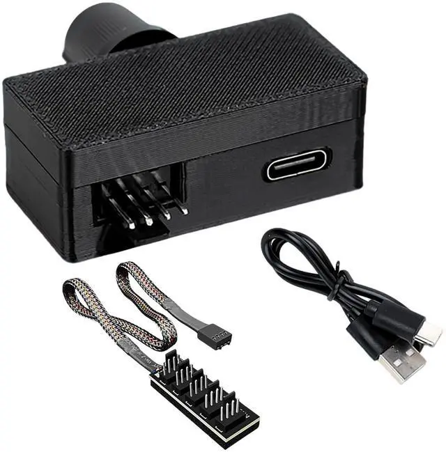 Main image of 4 Pin 12V PWM Fan Controller with Type C Interface and 4Pin 5 Way PC Fan Splitter Hub,0-100% DC Speed Adjustment (Style1)