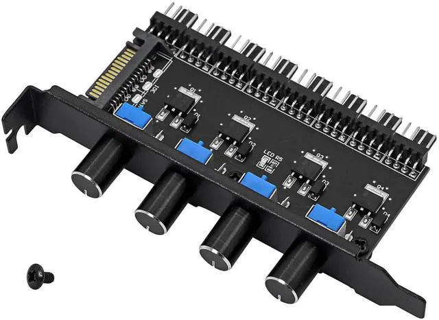 Main image of 4 Knob Cooling Fan Speed Controller PC 8 Channels Fan Hub for CPU Case HDD VGA PWM Fan PCI Bracket 12V Fan Control- SATA Power Supply (SATA 4 Knob)