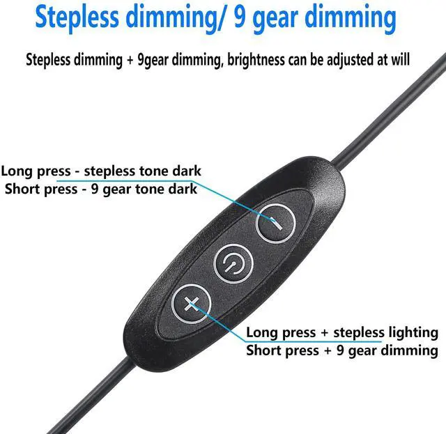 Alt view image 2 of 7 - USB Male with ON/Off Switch to Stripped Ends, USB 2.0 9-Speed Dimming Switch Power Cable, for LED Strips Little Table Lamp and Other 5V Devices 5PCS (1.5M/4.9FT)