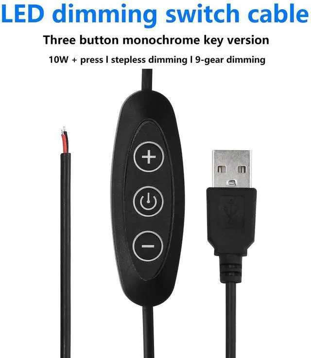 Alt view image 5 of 7 - USB Male with ON/Off Switch to Stripped Ends, USB 2.0 9-Speed Dimming Switch Power Cable, for LED Strips Little Table Lamp and Other 5V Devices 5PCS (1.5M/4.9FT)