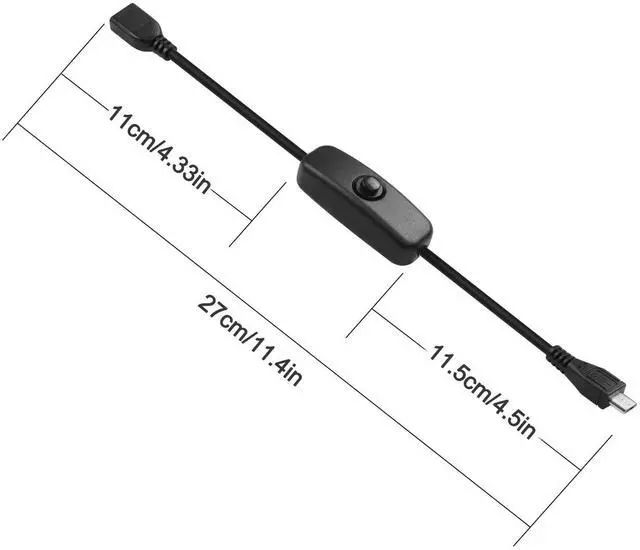 Alt view image 5 of 5 - USB Male to Female Switch Charging Cable 5V 2A Short Extension Cord for Micro USB Devices