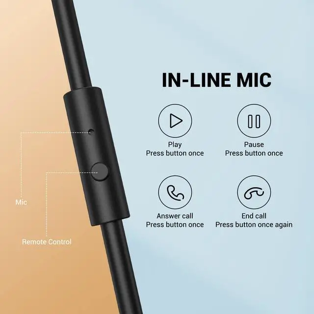 Alt view image 3 of 7 - 3.5mm Jack Cable with Mic & On/Off Switch - Compatible with Pro DJ Headphones Pro 10/30/50, PC, Computer, Phone, Notebook.(3.9ft)