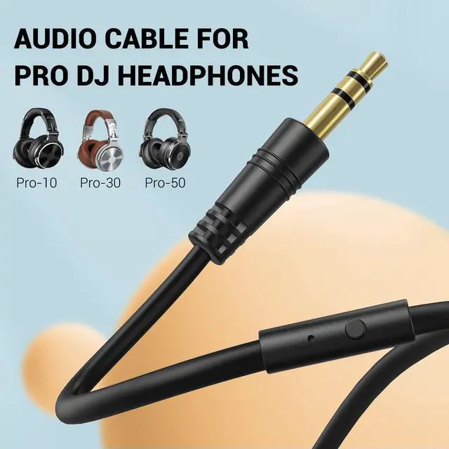 Alt view image 5 of 7 - 3.5mm Jack Cable with Mic & On/Off Switch - Compatible with Pro DJ Headphones Pro 10/30/50, PC, Computer, Phone, Notebook.(3.9ft)