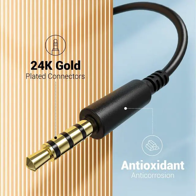 Alt view image 4 of 7 - 3.5mm Jack Cable with Mic & On/Off Switch - Compatible with Pro DJ Headphones Pro 10/30/50, PC, Computer, Phone, Notebook.(3.9ft)