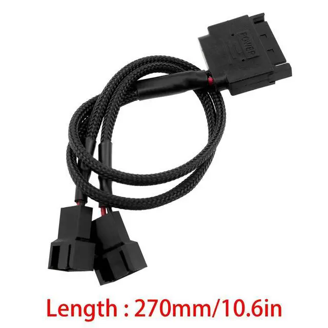 Alt view image 4 of 4 - PC Fan Splitter SATA to 2 x 3 pin /4 pin PMW 12V PC Case Fan Power Adapter Cable, 3 pin or 4 pin (PWM Connector) to 15 pin SATA Computer Radiator Cooling Fan Splitter Y Power Cable 4pcs