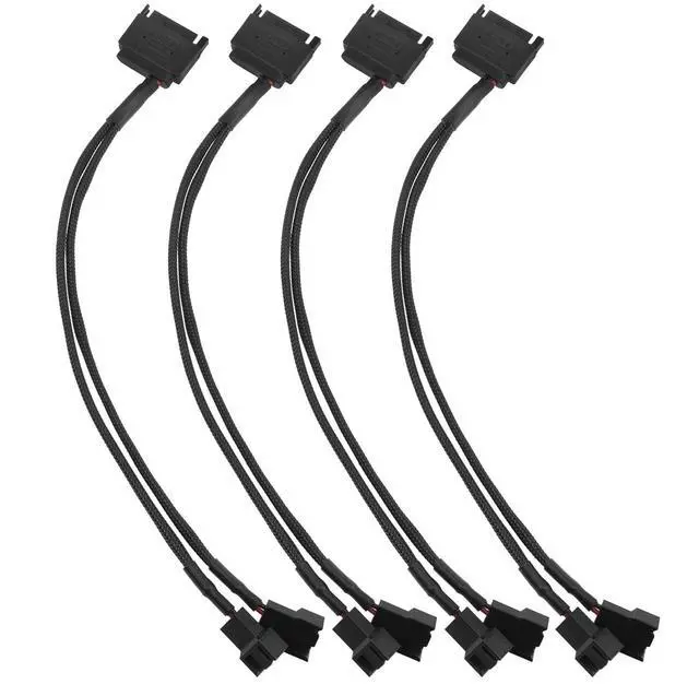 Main image of PC Fan Splitter SATA to 2 x 3 pin /4 pin PMW 12V PC Case Fan Power Adapter Cable, 3 pin or 4 pin (PWM Connector) to 15 pin SATA Computer Radiator Cooling Fan Splitter Y Power Cable 4pcs