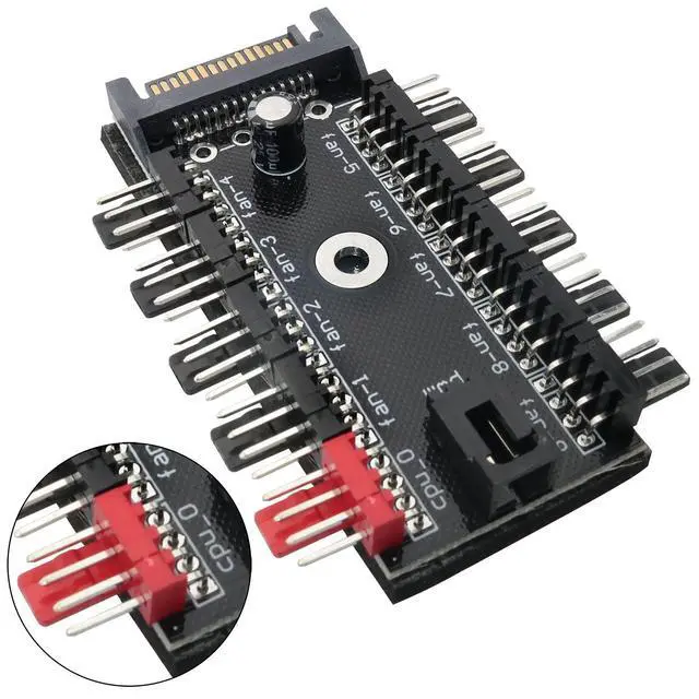 Alt view image 3 of 6 - 1PC PC Chassis Fan Hub CPU Cooling HUB Fan PWM SATA Controller Speed Controller