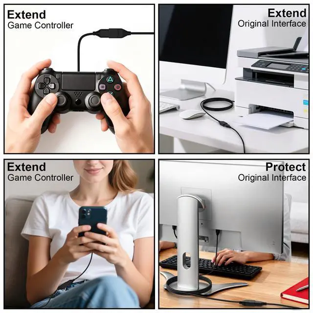 Alt view image 6 of 7 - USB Extension Cable 6ft, USB 3.0 Extension Cord, Type A Male to USBA Female 5Gbps High Data Transfer Extender Cable for Keyboard, Printer, Camera, Hard Drive, Headset, Mouse, Xbox, Webcam, Flash Drive