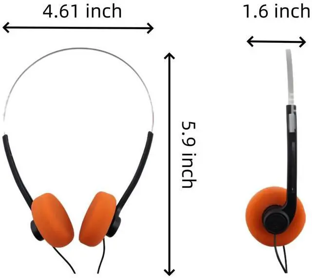 Alt view image 2 of 5 - Retro Over-Ear Headphon Retro Wired Headphones Retro Orange Foam, Headphone with Adjustable Headband for Most Mobile Phones Playback Pevices Headphones (Orange)