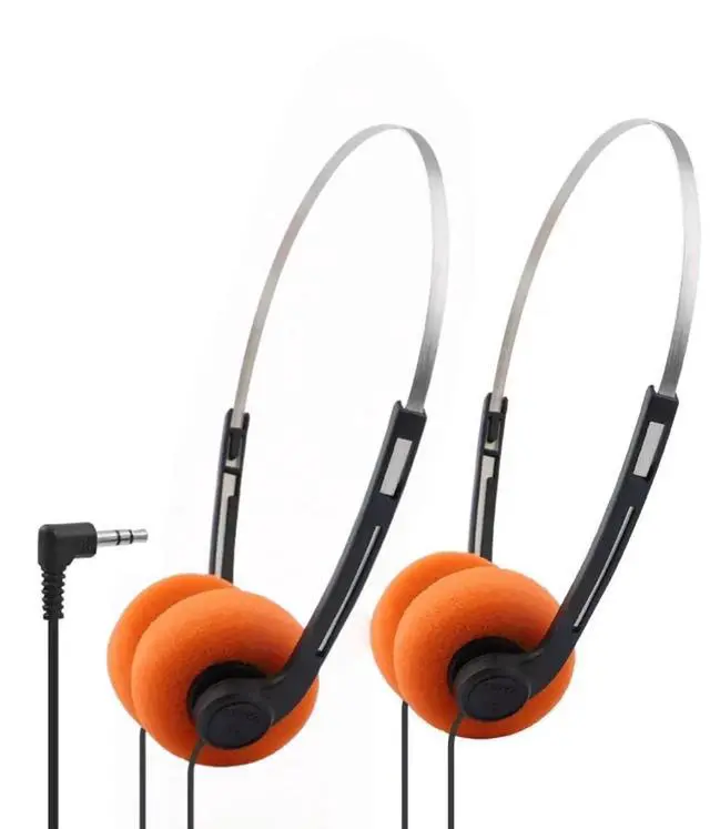 Alt view image 3 of 5 - Retro Over-Ear Headphon Retro Wired Headphones Retro Orange Foam, Headphone with Adjustable Headband for Most Mobile Phones Playback Pevices Headphones (Orange)
