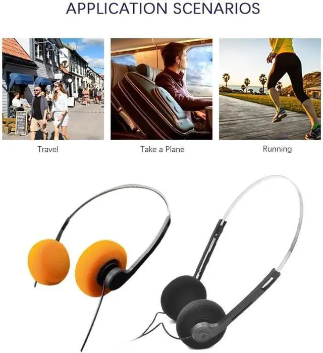 Alt view image 4 of 7 - Retro Over-Ear Earphones, Retro Headphones Wired,Mini Stereo Lightweight Headphone with Cord, 80s 90s Vintage Headset Wired,Headphone for Most Mobile Phones Playback Headphones (Black)