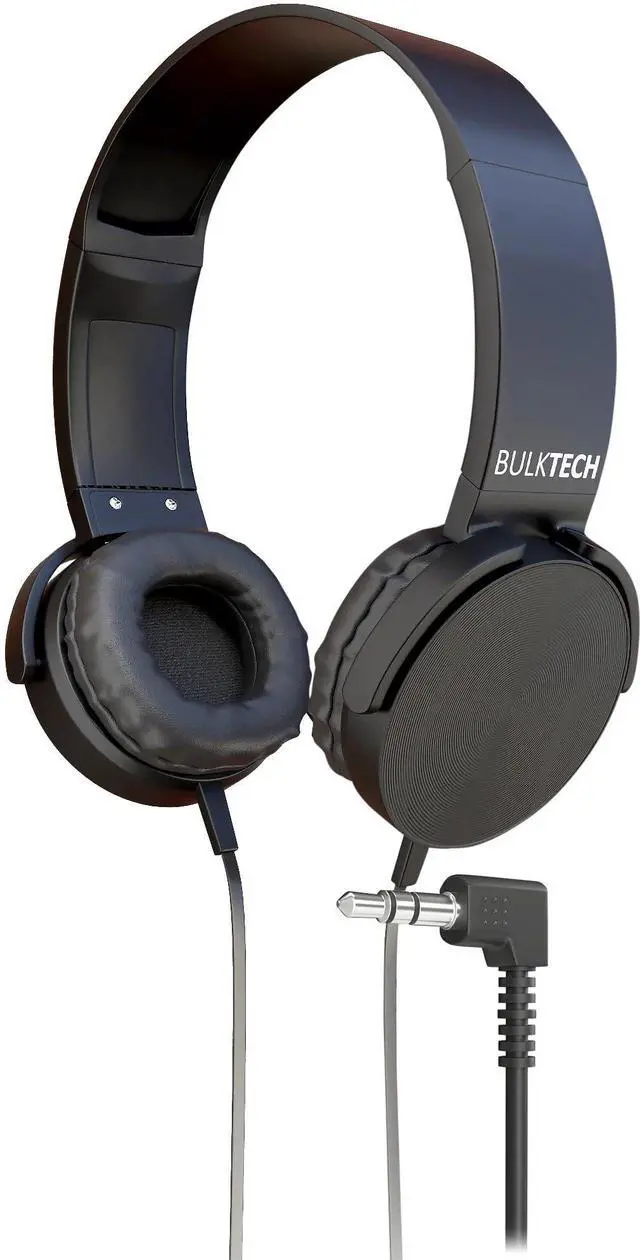 Main image of 1 Pack Wired On-Ear Leather Headphones with 3.5mm Connector, Round Metal Housing, Black