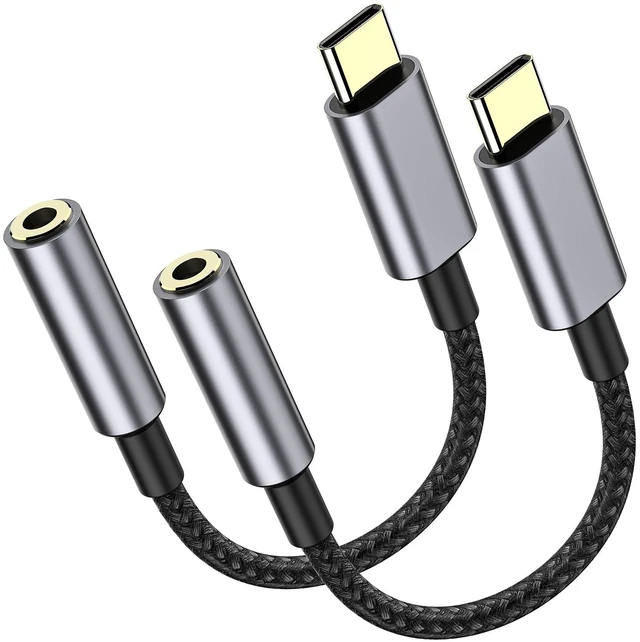 Main image of 2 Pack USB C to 3.5mm Headphone Jack Adapter HiFi Audio Dongle, Type C to Aux Female Cable Cord Compatible with iPhone 17/16/15 Pro Max, Samsung S25/S24/S23, iPad Pro, Pixel, MacBook