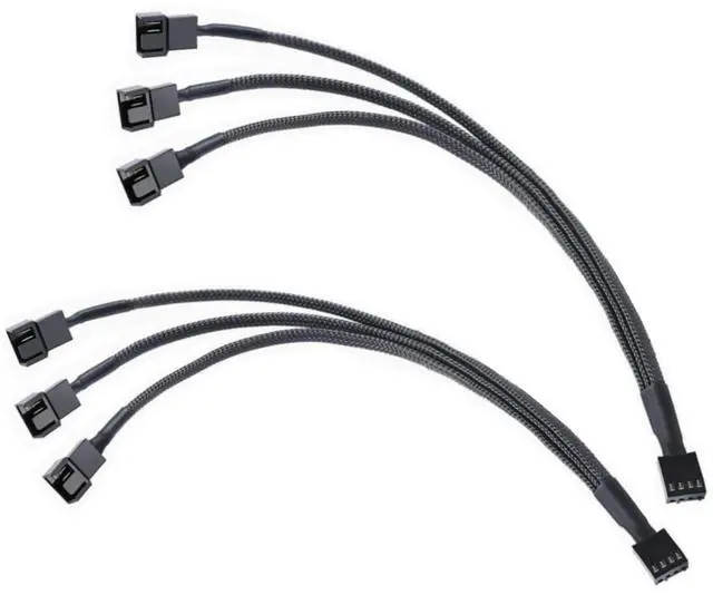 Main image of 2-Pack 3-Way 4 Pin PWM Fan Splitter Cable - 10.6 Inches / 27 cm, 1x PWM Master to 2X Follower, PC Case Fan 1 to 3 Splitter for Synchronized Cooling