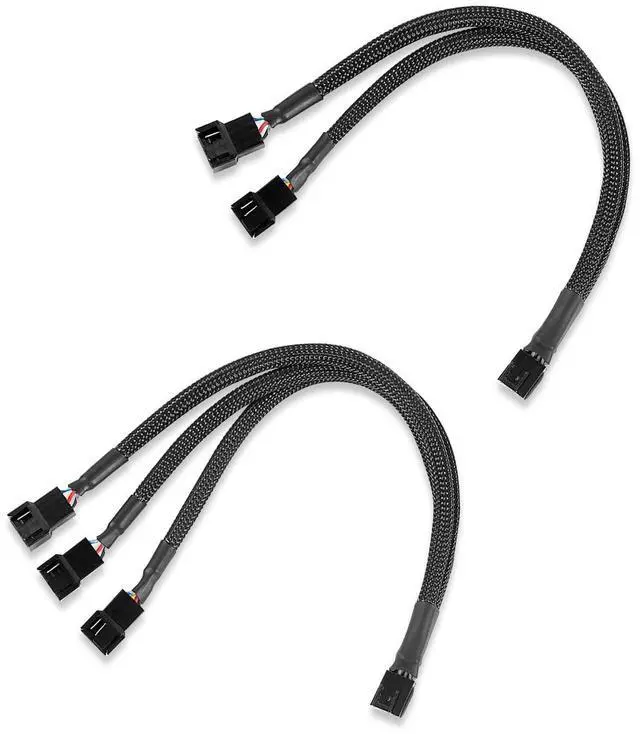 Main image of 10.4 Inch PWM Fan Splitter Cable Pack - 3 Way + 2 Way for Desktop Computer Case Fans