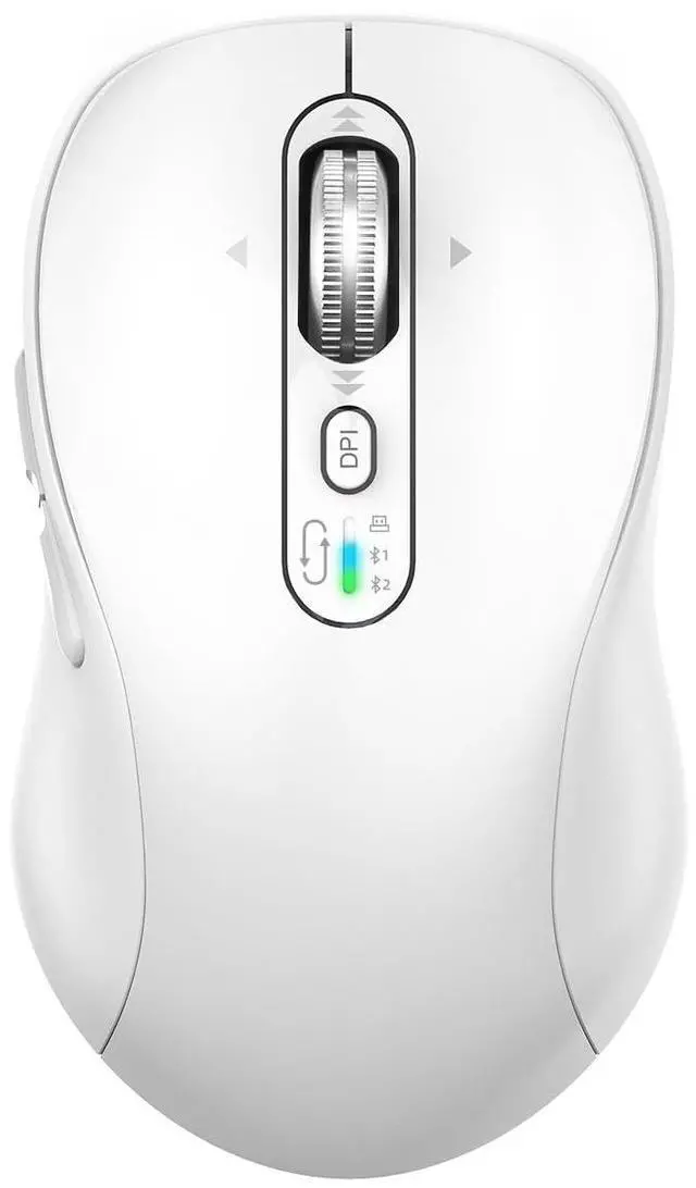 Main image of Wireless Bluetooth Mouse Rechargeable,USB+BT×2,Multi Device Quiet Ergo Computer Mouse,Metal 4-Way Super Scrolling,± 3200 DPI,10 Button,Plug&Play,Cordless Mice for Laptop,Tablet,Mac,iPad,PC,Phone-White