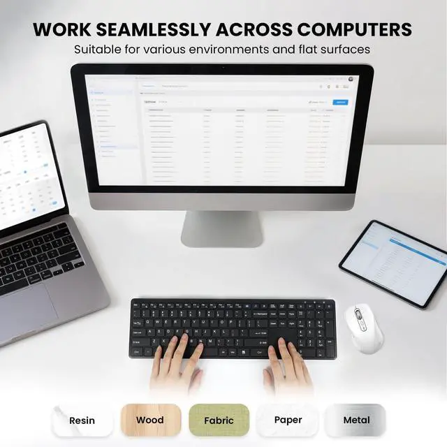 Alt view image 6 of 7 - Wireless Bluetooth Mouse Rechargeable,USB+BT×2,Multi Device Quiet Ergo Computer Mouse,Metal 4-Way Super Scrolling,± 3200 DPI,10 Button,Plug&Play,Cordless Mice for Laptop,Tablet,Mac,iPad,PC,Phone-White