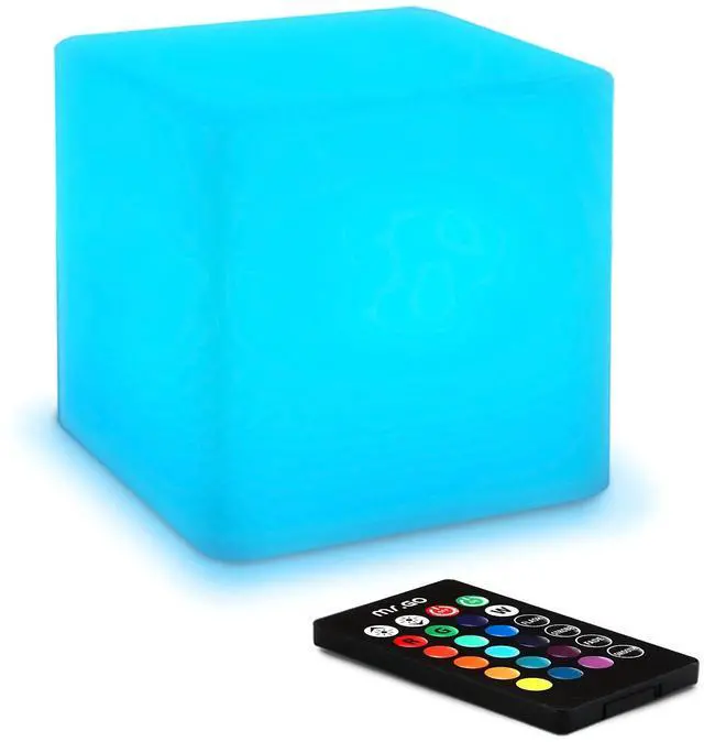 Main image of 4-inch Dimmable LED Night Light Mood Lamp for Kids and Adults - 16 RGB Colors - 8 Level Dimming - 4 Lighting Effect - Rechargeable - Remote Control - Decorative, Fun & Safe - White Finish Cube