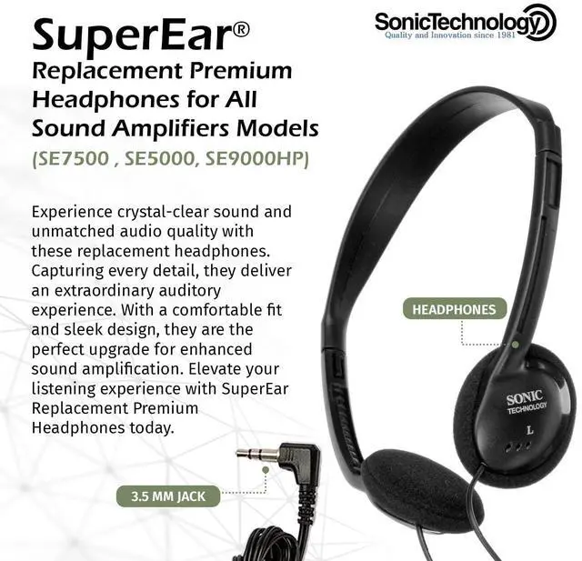 Alt view image 5 of 7 - Premium - Small Replacement Lightweight Headphones,Small, Portable and Comfortable Wired Headphones, Ideal for Pocket Talker Device and Sound Amplifiers
