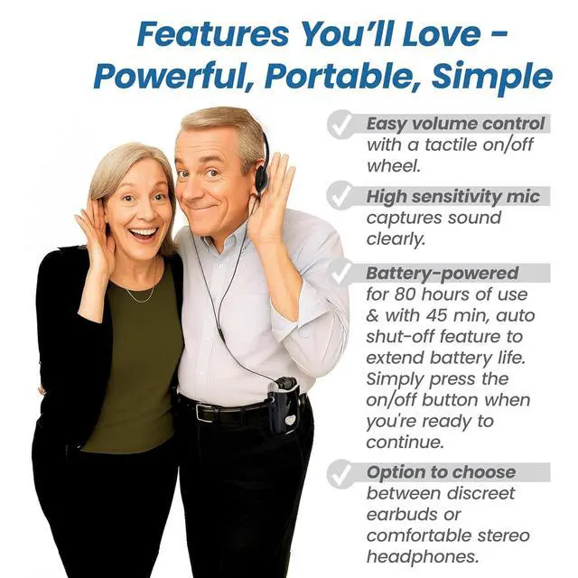 Alt view image 2 of 7 - Premium - Small Replacement Lightweight Headphones,Small, Portable and Comfortable Wired Headphones, Ideal for Pocket Talker Device and Sound Amplifiers
