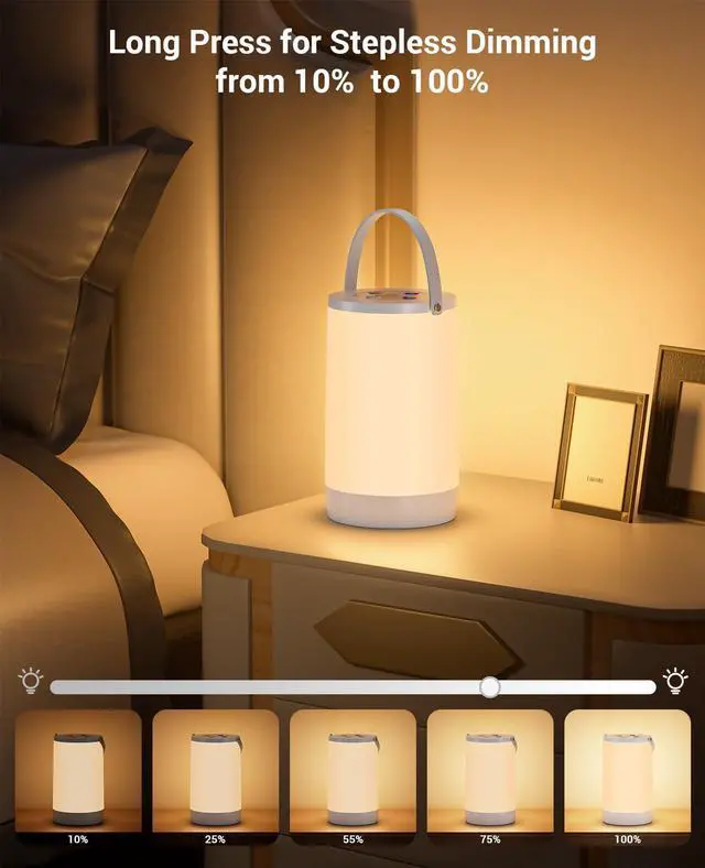 Alt view image 2 of 7 - Night Light for Kids, Portable USB Night Lamp with 2200 mAh Battery, Bright Color Changing Light for Nightstand, Small Touch Bedroom Table Lamp for Christmas Gift