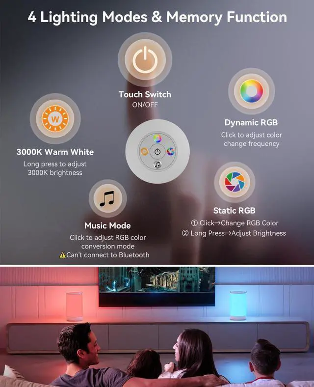 Alt view image 6 of 7 - Night Light for Kids, Portable USB Night Lamp with 2200 mAh Battery, Bright Color Changing Light for Nightstand, Small Touch Bedroom Table Lamp for Christmas Gift