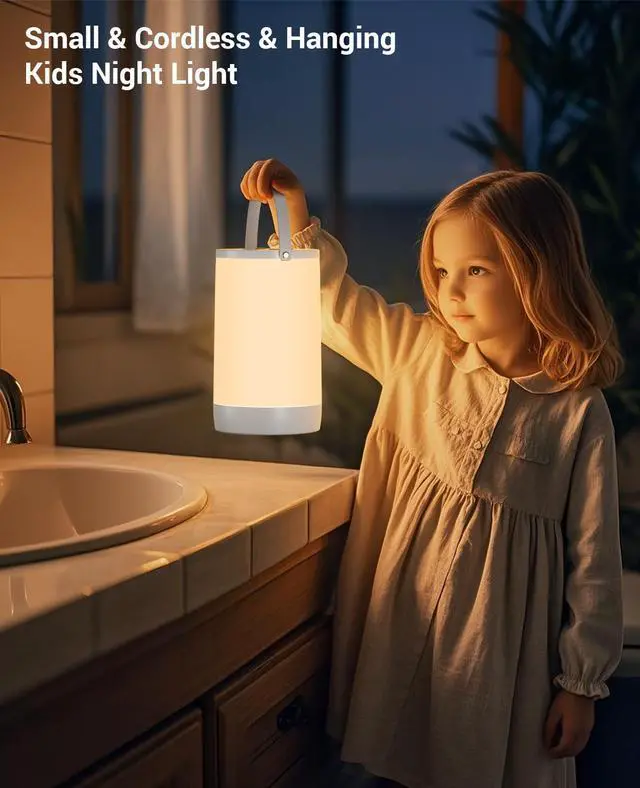 Alt view image 4 of 7 - Night Light for Kids, Portable USB Night Lamp with 2200 mAh Battery, Bright Color Changing Light for Nightstand, Small Touch Bedroom Table Lamp for Christmas Gift