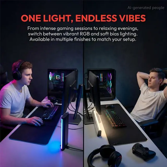 Alt view image 4 of 6 - Music Sync & RGB Ambient Lighting Touch Control Portable Night Light for Camping Gaming Bedroom Office Rechargeable Cordless Table Lamp with Rhythm Pickup & Bias Lighting