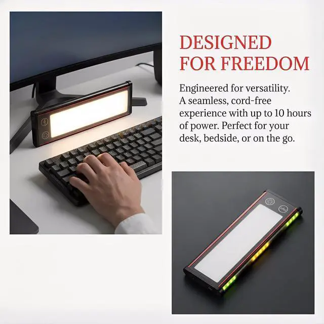 Alt view image 3 of 6 - Music Sync & RGB Ambient Lighting Touch Control Portable Night Light for Camping Gaming Bedroom Office Rechargeable Cordless Table Lamp with Rhythm Pickup & Bias Lighting