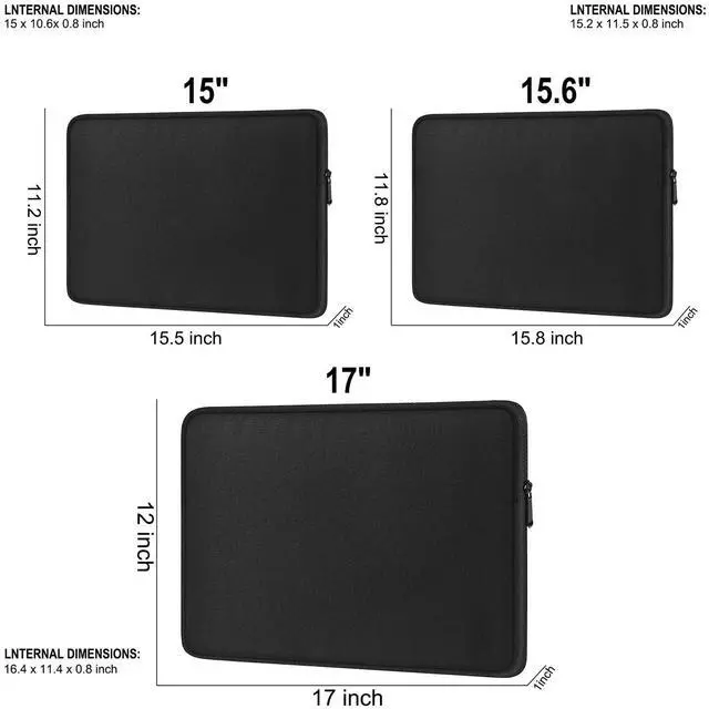 Alt view image 4 of 7 - Laptop Sleeve 17 Inch, Shockproof Protective Traveling Computer Bag, Water Resistant Portable Laptop Case Compatible for Lenovo, HP, Dell, Asus, MacBook, Notebook, Black